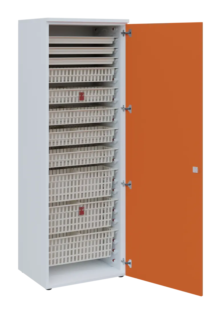 EUROMEDICA D - 66 ABS skříň léková boxová, 1-dveřová, pravá, 1950x660x535, korpus bílý, dvířka manda